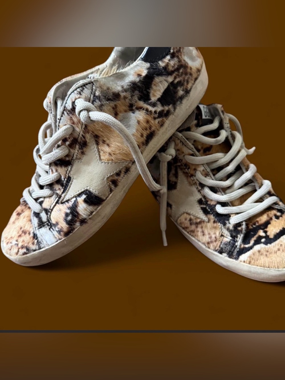 Golden Goose Women's Leopard Print Sneakers in Tan and Black